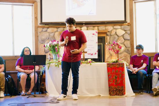 Christian reading a poem